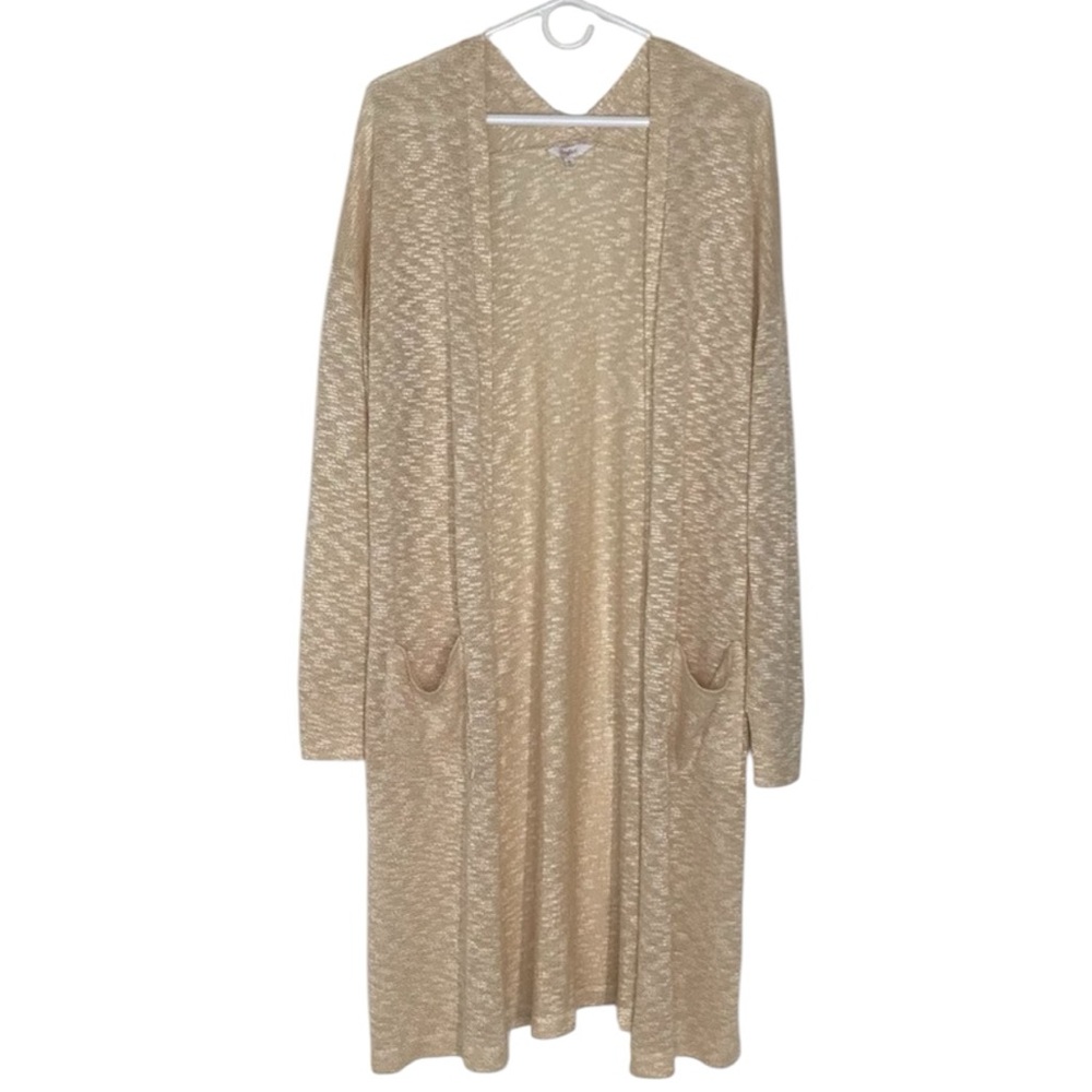 Candie's Lightweight L/S Duster Cardigan | Tan | X-Large
